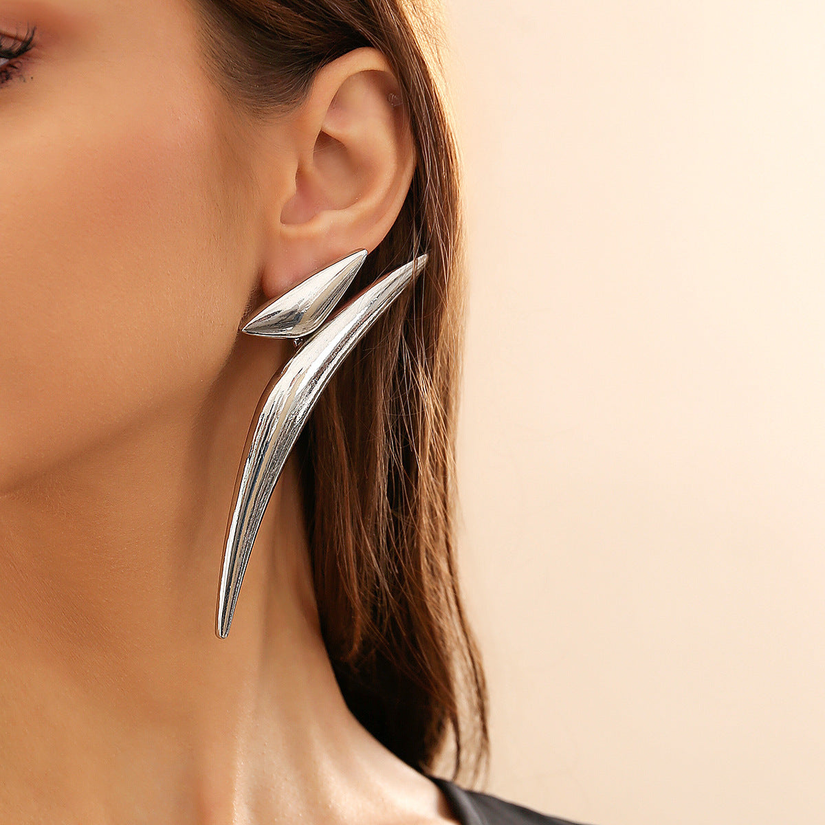 CZTICLE® Geometric Nocturne Crescent Earrings - Silver