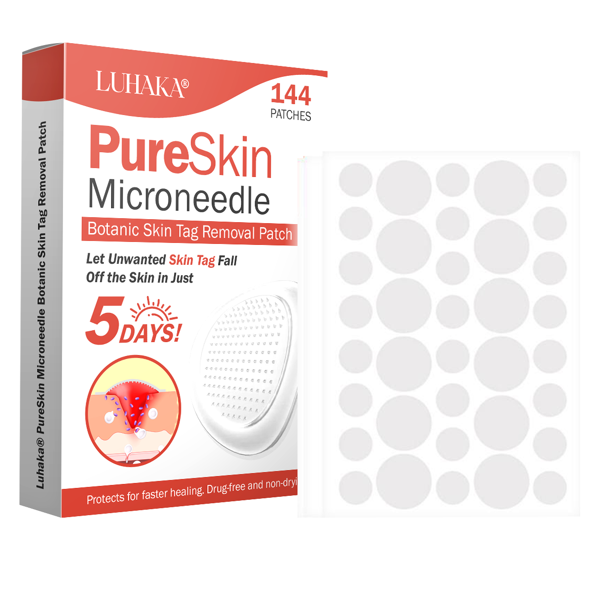 Luhaka® PureSkin Microneedle Botanic Skin Tag Removal Patch