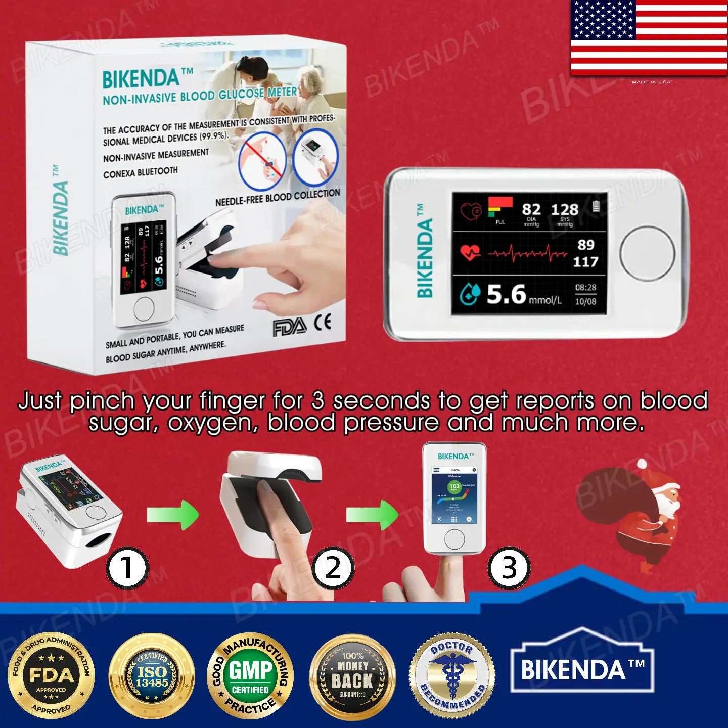 【OFFICIAL STORE】Bikenda™ Non-Invasive Blood Glucose Meter + Exclusive Gift [99.9% Accuracy] 🏆 - Recommended by A.M.A.